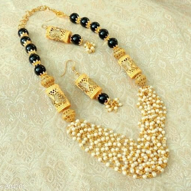 Charbhuja Art Gold Plated Pearls Necklace Set