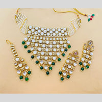 Charbhuja Art Gold Plated Pearl And Kundan Stone Choker Necklace Set