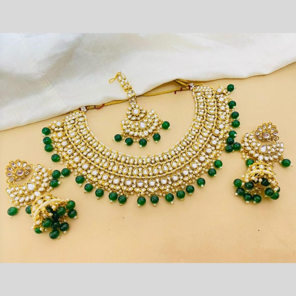 Charbhuja Art Gold Plated Pearl And Kundan Stone Necklace Set