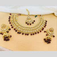 Charbhuja Art Gold Plated Pearl And Kundan Stone Necklace Set