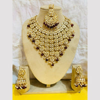 Charbhuja Art Gold Plated Kundan Stone And Beads Necklace Set