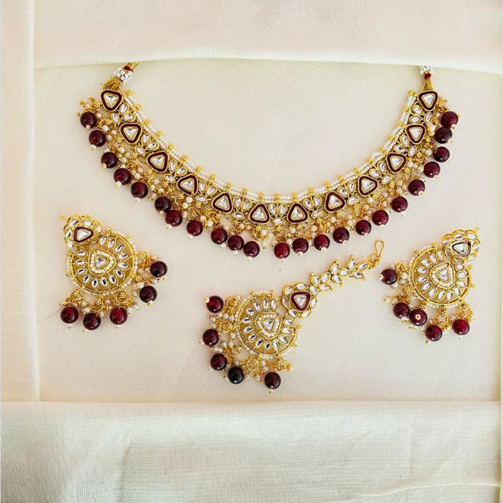 Charbhuja Art Royal Kundan And Beads Necklace Set
