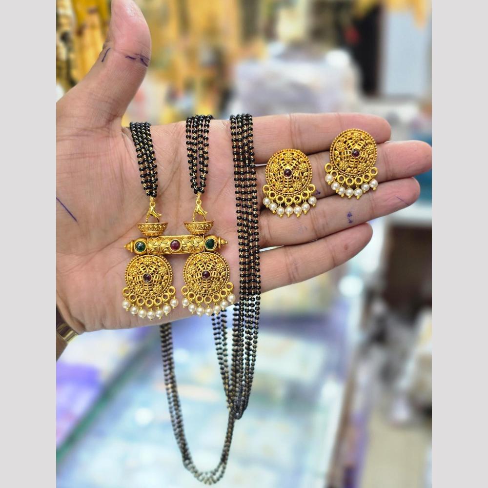 Charbhuja Art Heritage Pota Stone And Pearl Mangalsutra