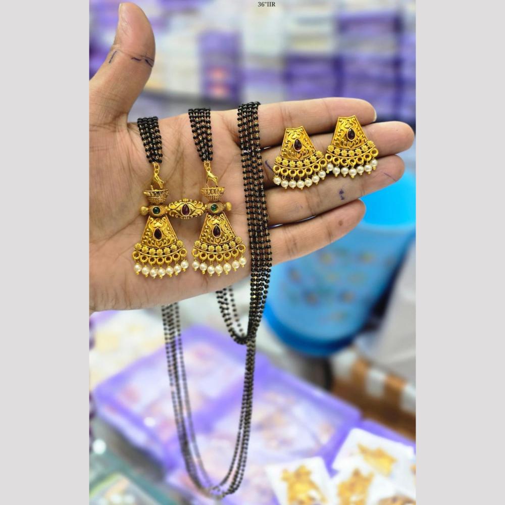 Charbhuja Art Heritage Pota Stone And Pearl Mangalsutra