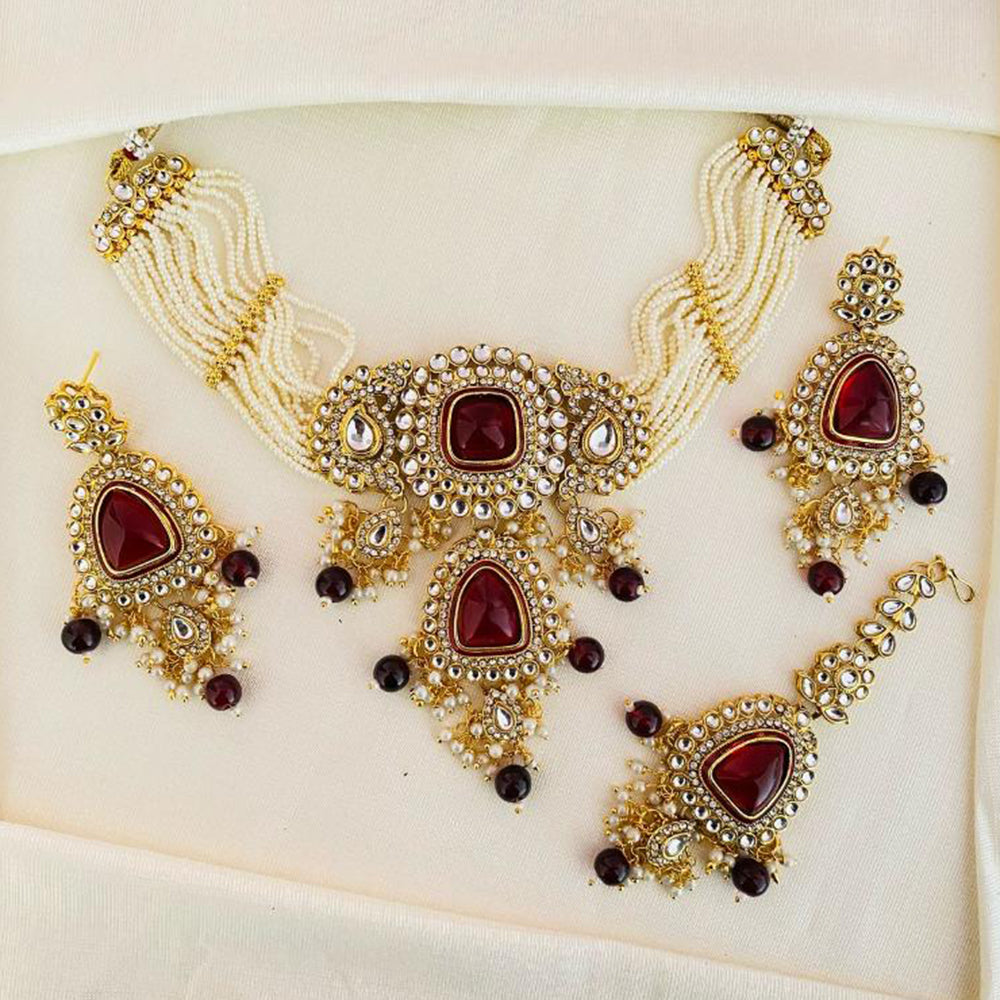 Charbhuja Art Royal Kundan And Beads Necklace Set