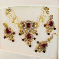 Charbhuja Art Royal Kundan And Beads Necklace Set
