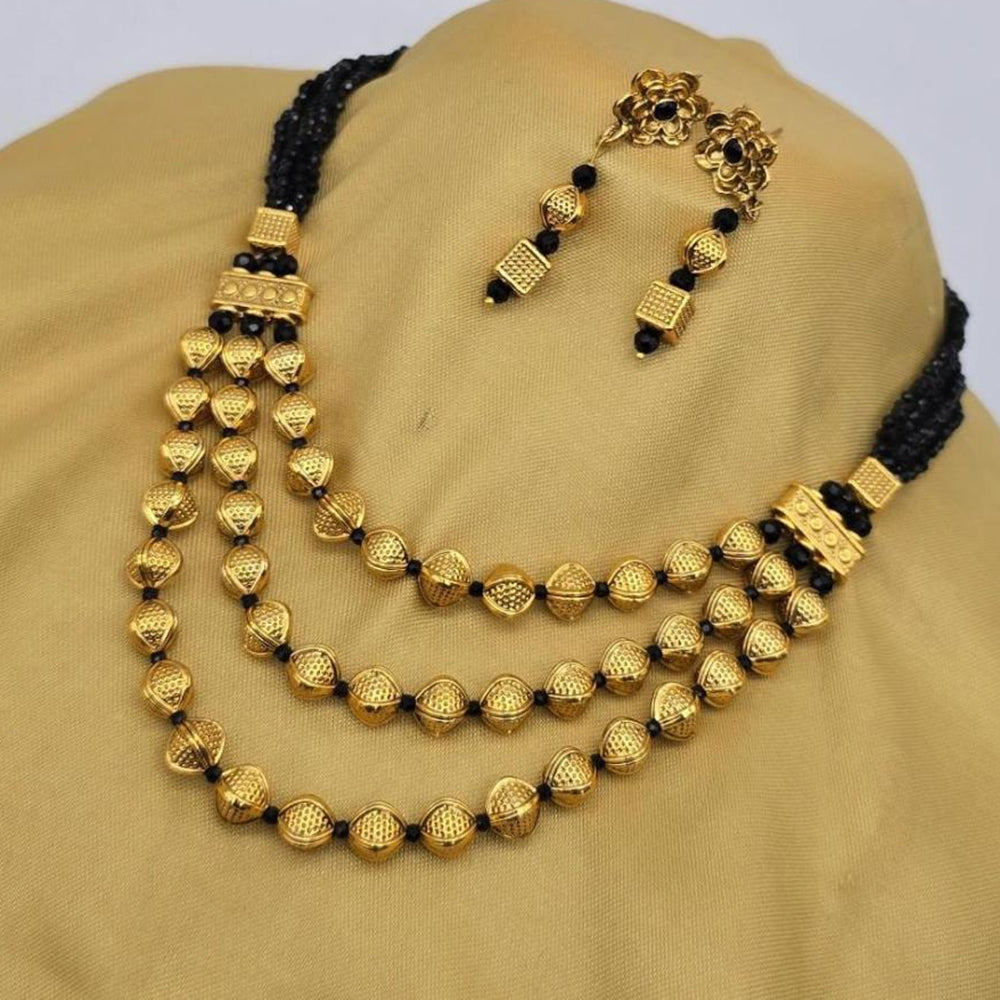 Charbhuja Art Heritage Beads And Pearls Necklace Set