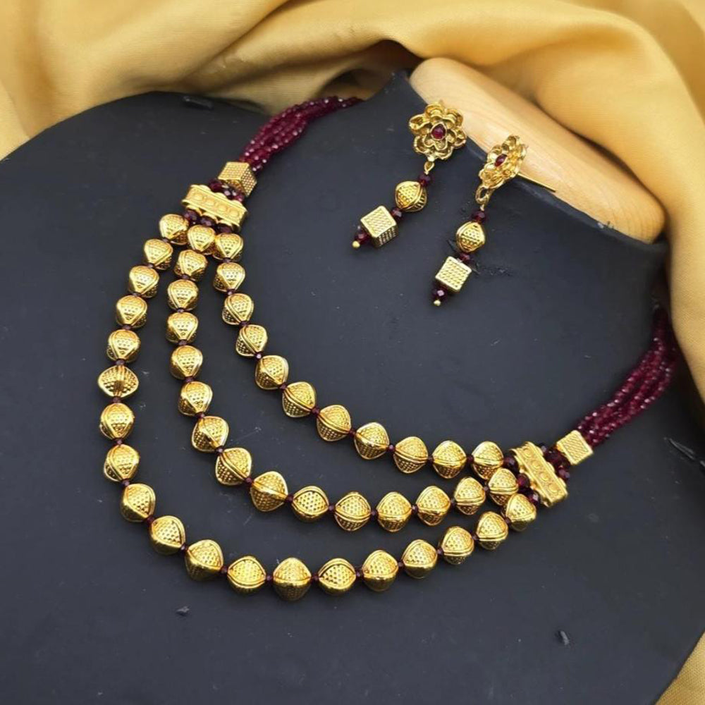 Charbhuja Art Heritage Beads And Pearls Necklace Set
