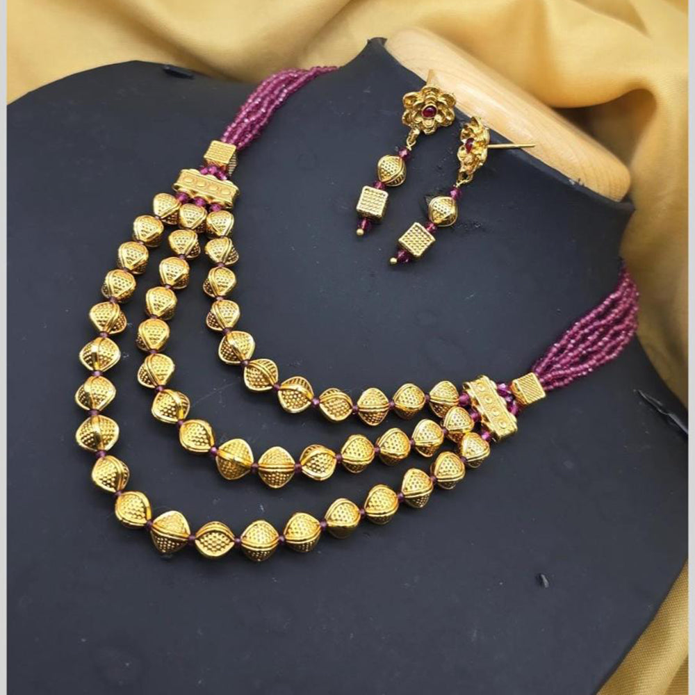 Charbhuja Art Heritage Beads And Pearls Necklace Set