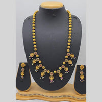 Charbhuja Art Heritage Austrian Stones And Pearls Temple Long Necklace Set
