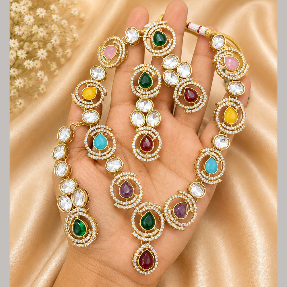 Charbhuja Art Heritage Pota Stone And Austrian Stone Necklace Set