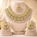 Charbhuja Art Heritage Pota Stone And Kundan Stone Beads Necklace Set