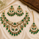 Charbhuja Art Heritage Pota Stone And Kundan Stone Beads Necklace Set 
