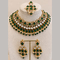 Charbhuja Art Heritage Pota Stone And Kundan Stone Beads Necklace Set
