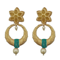 Hania Jewels Austrian Stone Pearl Drop Dangler Earrings
