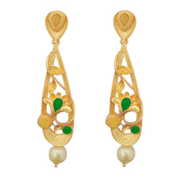 Hania Jewels Elegant Pota Stone with Pearl Dangler Earrings 
