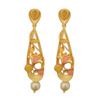 Hania Jewels Elegant Pota Stone with Pearl Dangler Earrings 