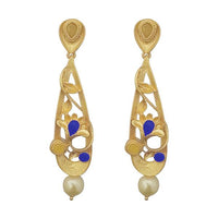 Hania Jewels Elegant Pota Stone with Pearl Dangler Earrings 