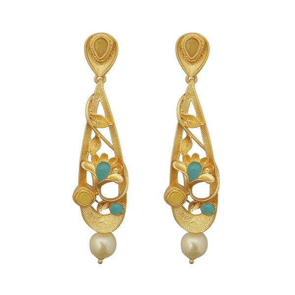 Hania Jewels Elegant Pota Stone with Pearl Dangler Earrings