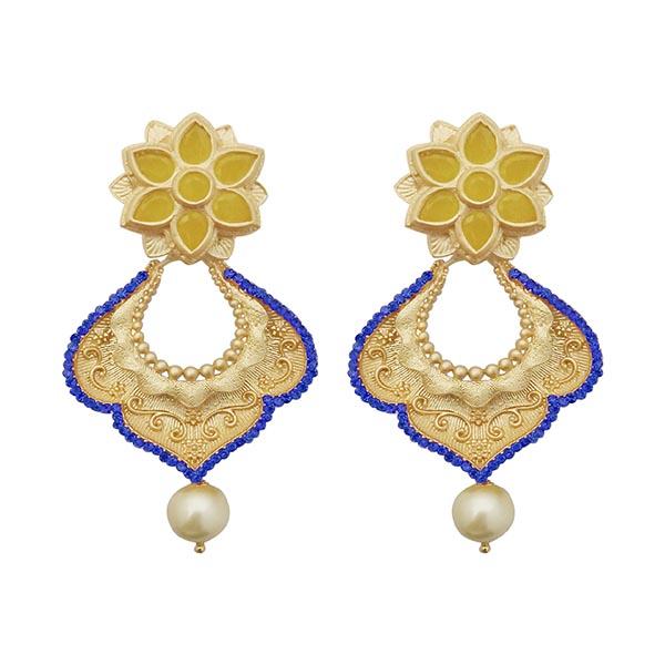 Hania Jewels Elegance Floral and Pearl Drop Chandbali Dangler Earrings