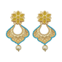 Hania Jewels Elegance Floral and Pearl Drop Chandbali Dangler Earrings 