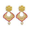 Hania Jewels Elegance Floral and Pearl Drop Chandbali Dangler Earrings 