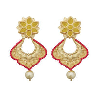 Hania Jewels Elegance Floral and Pearl Drop Chandbali Dangler Earrings 
