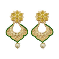 Hania Jewels Elegance Floral and Pearl Drop Chandbali Dangler Earrings 