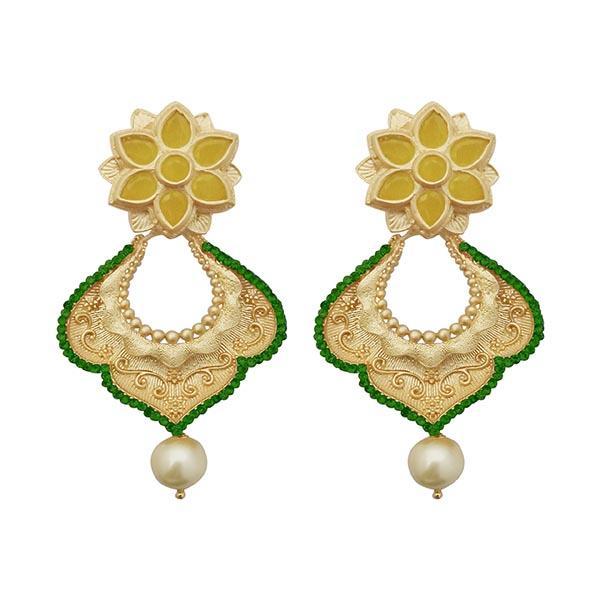 Hania Jewels Elegance Floral and Pearl Drop Chandbali Dangler Earrings