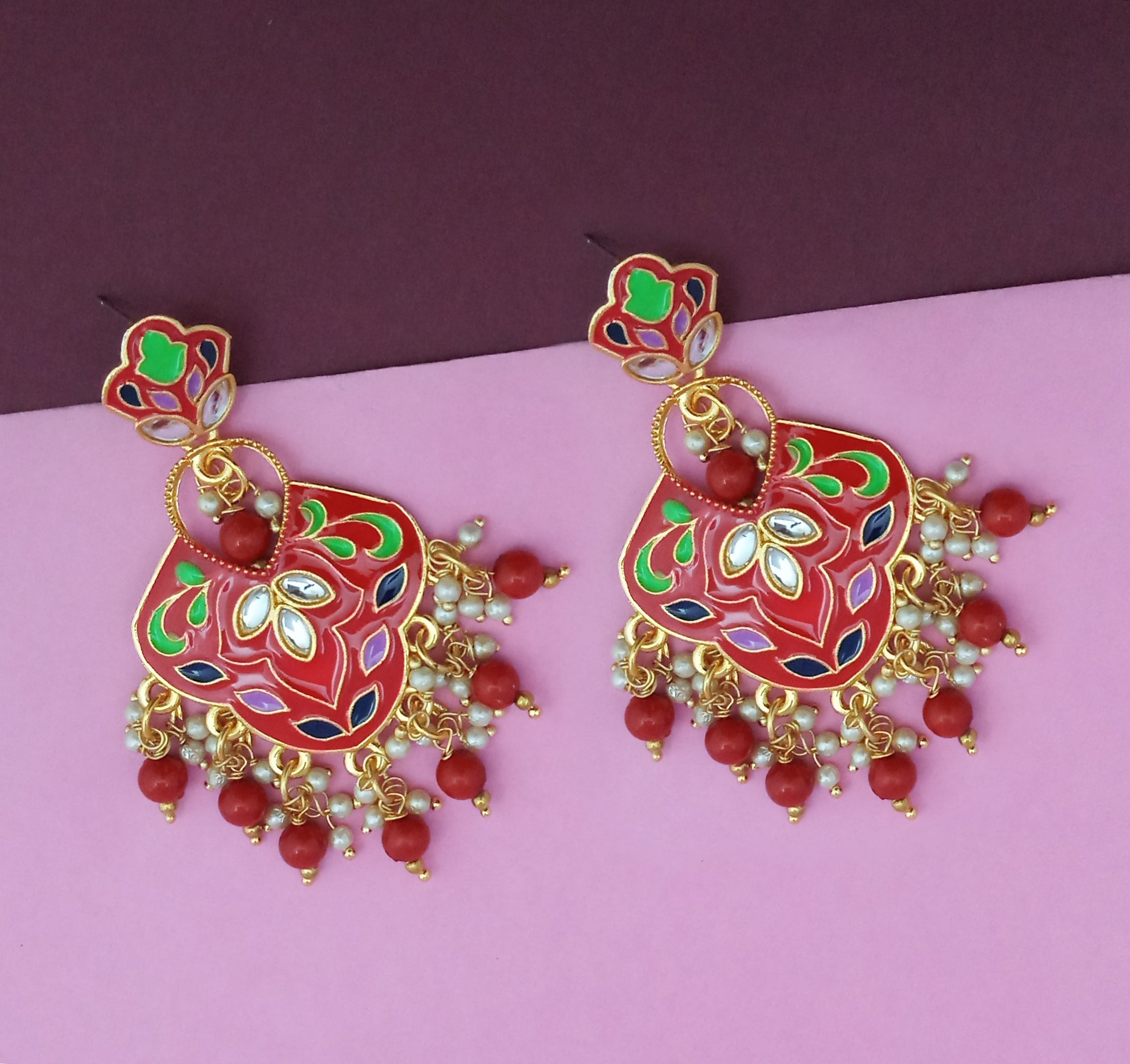Hania Jewels Beautiful Meenakari Work Danger Earrings
