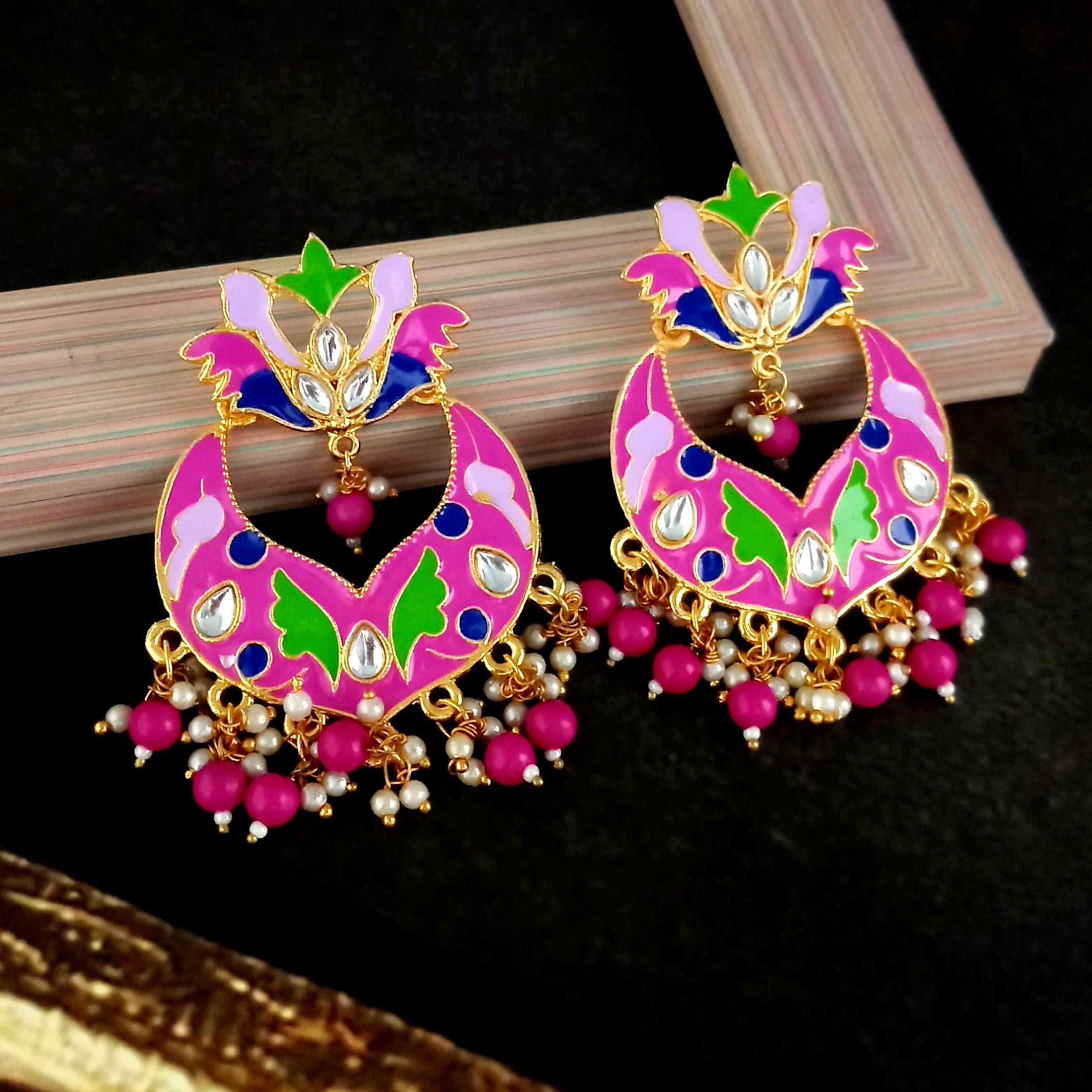 Hania Jewels Beautiful Meenakari Work Danger Earrings