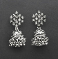 Urthn Traditional Oxidised Finish Jhumka Earrings(Pack of 6)