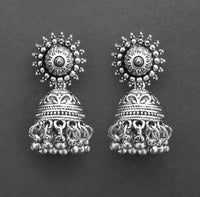 Urthn Traditional Oxidised Finish Jhumka Earrings(Pack of 6)