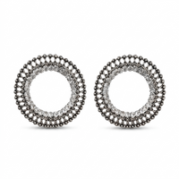 Urthn Oxidised Crystal Circle Stud Earrings(Pack of 6)