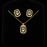 Shipra Gold Elegant Crystal Pendant Necklace & Earrings Set