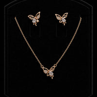 Shipra Gold Elegant Butterfly Pendant Necklace & Earrings Set