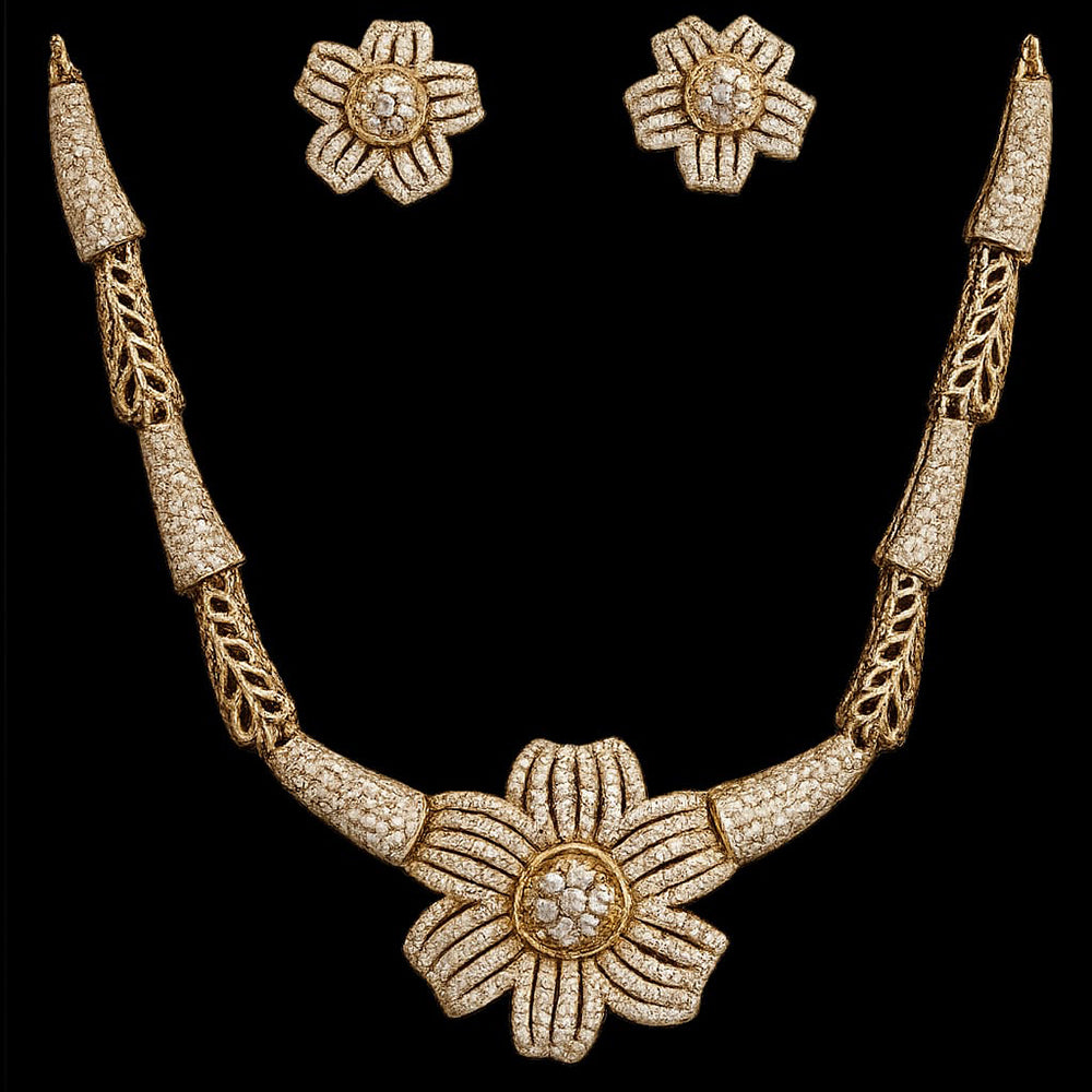 Shipra Gold Plated Necklace Set With Stud Earrings