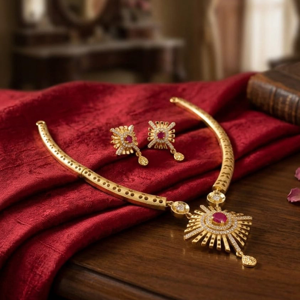 Shipra Gold Elegant Austrian Sone Necklace Jewellery Set