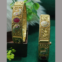 Navkar Jewellers Forming Kundan Stone And Meenakari Openable Bangles Set