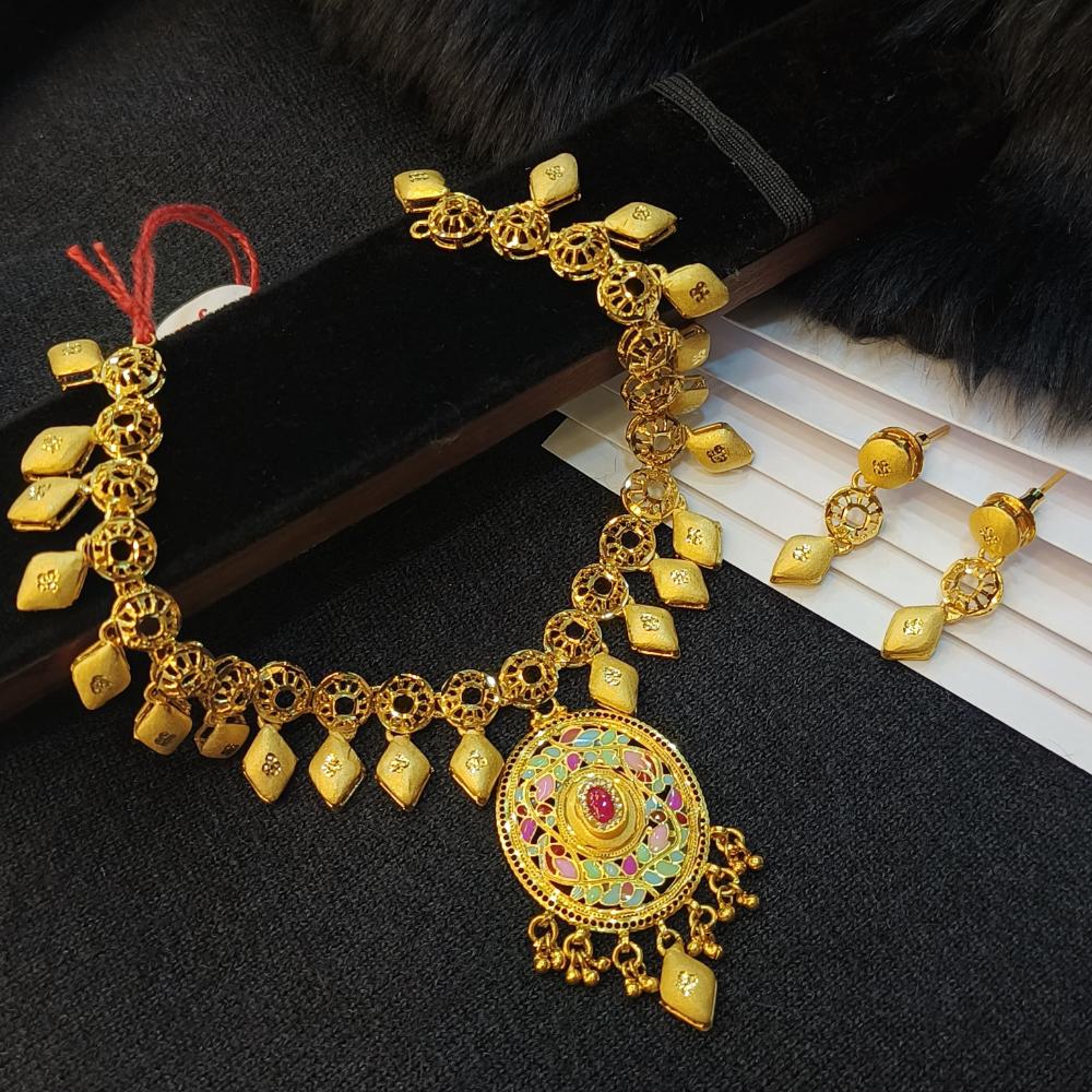 Navkar Jewellers Forming Gold Meenakari Necklace Set