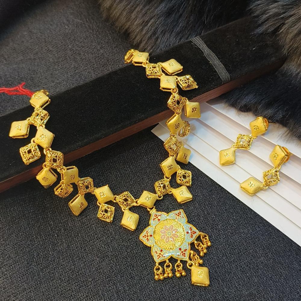 Navkar Jewellers  Forming Gold Meenakari  Necklace Set