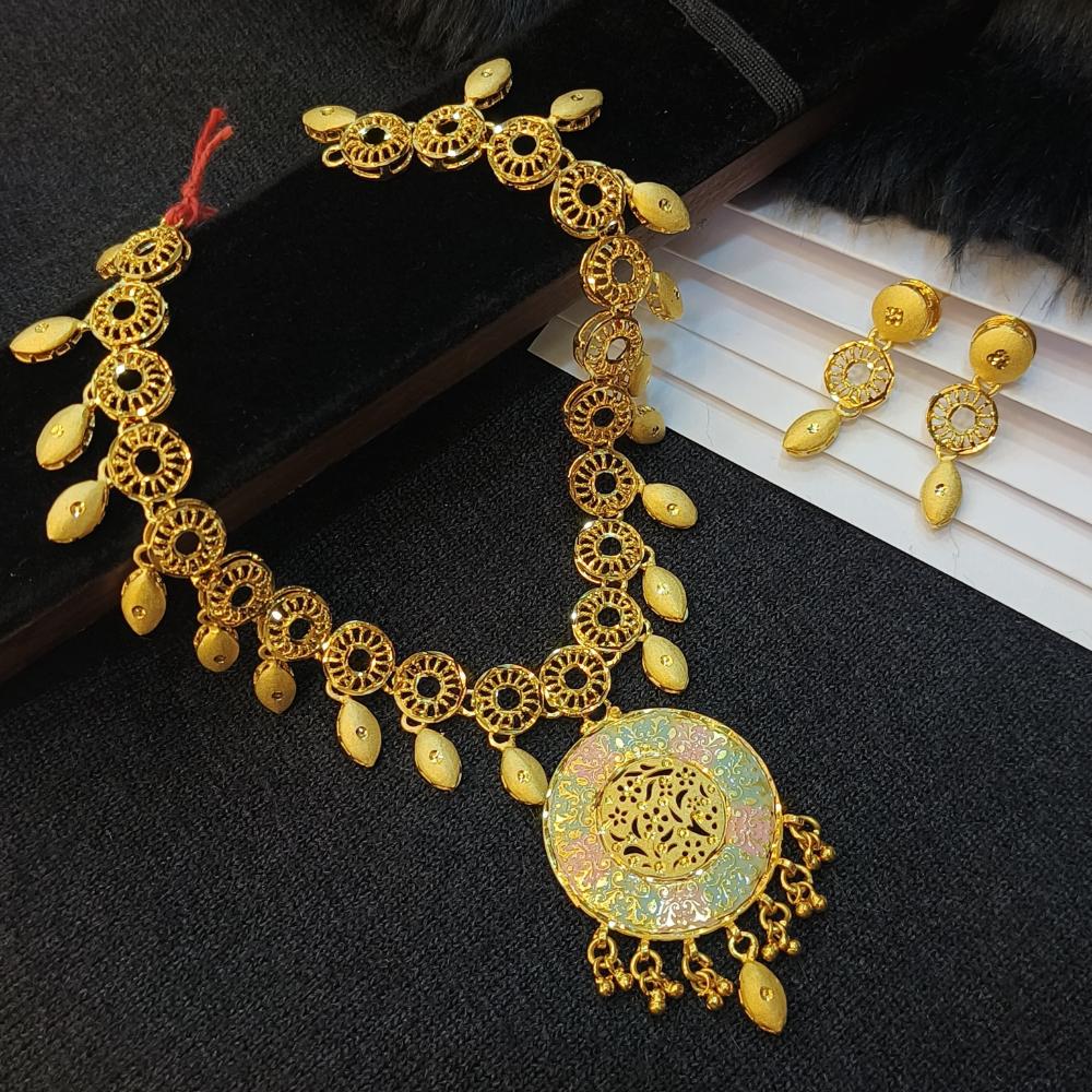 Navkar Jewellers  Forming Gold Meenakari Necklace Set