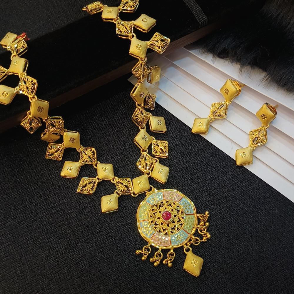 Navkar Jewellers Forming Gold Meenakari Necklace Set