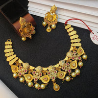 Navkar Jewellers Forming Gold Meenakari Necklace Set