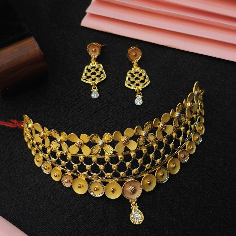 Navkar Jewellers Forming Gold Chokar Necklace Set