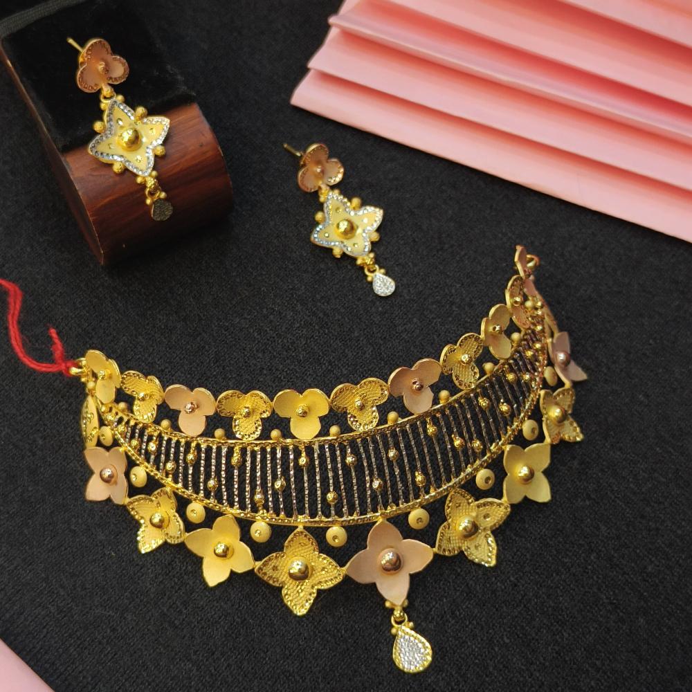 Navkar Jewellers Forming Gold Chokar Necklace Set