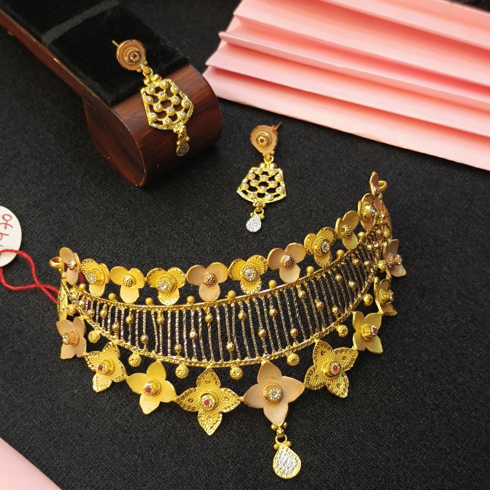 Navkar Jewellers Forming Gold Chokar Necklace Set