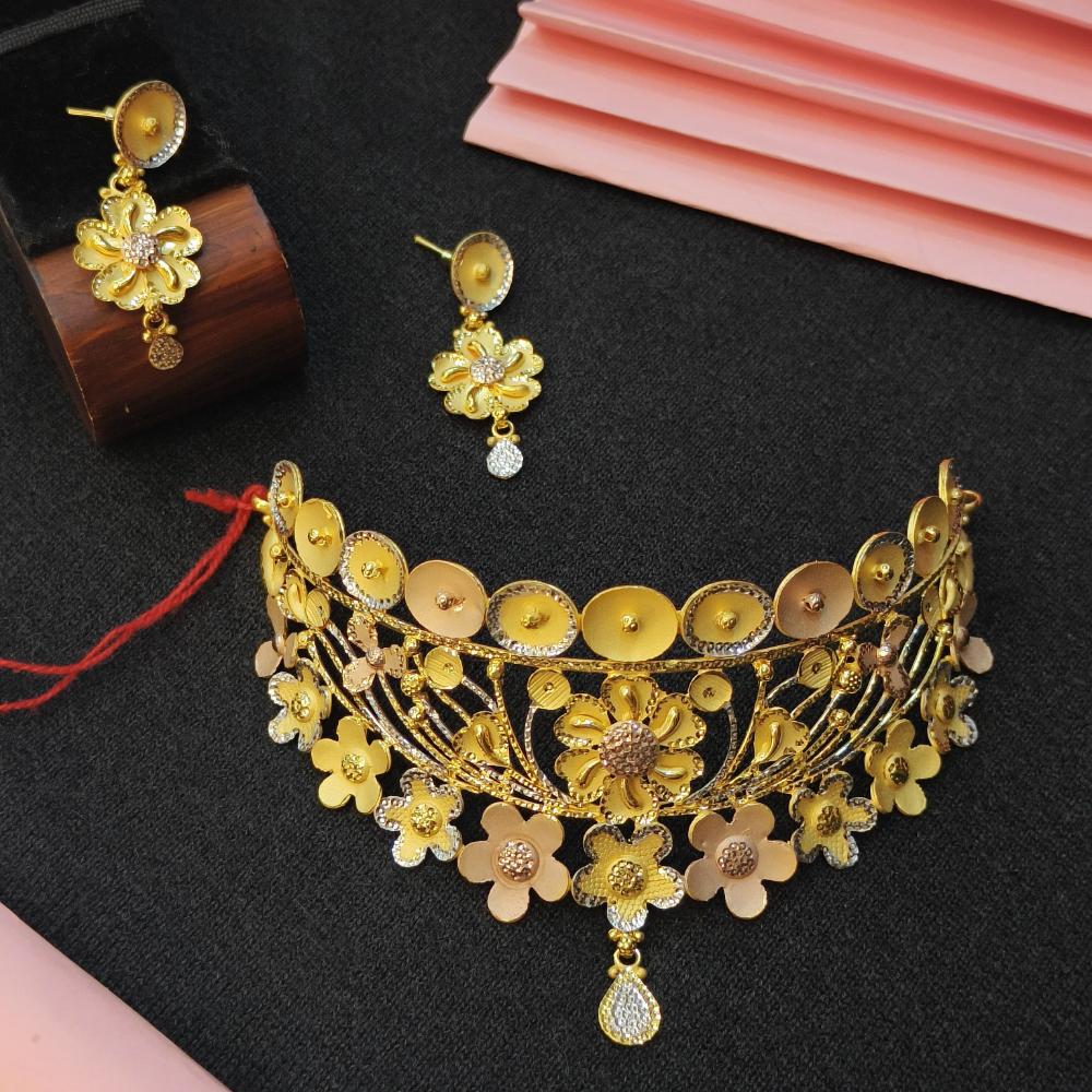 Navkar Jewellers Forming Gold Chokar Necklace Set