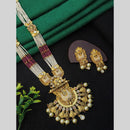 Navkar Jewellers Pota Stone and Pearl Long Necklace Set