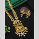 Navkar Jewellers Pota Stone and Pearl Long Necklace Set